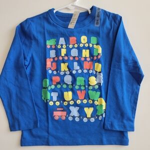 Children's Place Blue Long Sleeve Crew Neck Shirt - Alphabet Train NEW 3T
